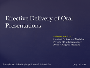 Effective Delivery of Oral Presentations