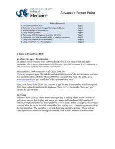 Advanced Power Point  Table of Contents