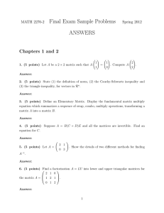 Final Exam Sample Problems ANSWERS Chapters 1 and 2 MATH 2270-2