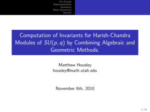 Computation of Invariants for Harish-Chandra Geometric Methods.