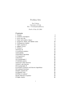 Problem Sets Contents Jim Carlson University of Utah