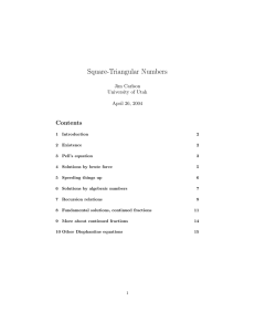 Square-Triangular Numbers Contents Jim Carlson University of Utah