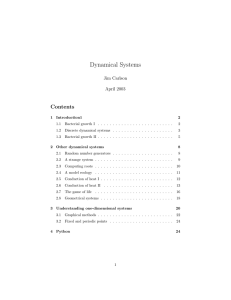 Dynamical Systems Contents Jim Carlson April 2003