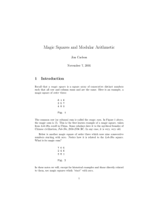 Magic Squares and Modular Arithmetic 1 Introduction Jim Carlson