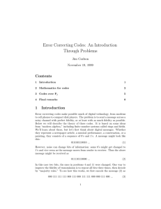 Error Correcting Codes: An Introduction Through Problems Contents 1