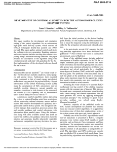 AIAA-2003-2116 DEVELOPMENT OF CONTROL ALGORITHM FOR THE AUTONOMOUS GLIDING DELIVERY SYSTEM