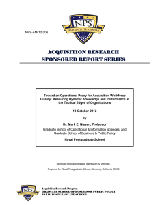 ACQUISITION RESEARCH SPONSORED REPORT SERIES