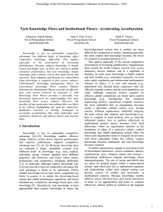 Tacit Knowledge Flows and Institutional Theory: Accelerating Acculturation