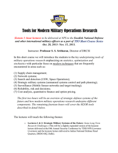 Tools for Modern Military Operations Research TIO Short Course Series