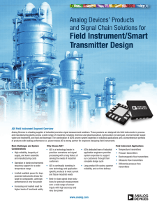 Field Instrument/Smart Transmitter Design Analog Devices’ Products and Signal Chain Solutions for