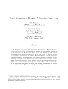 Asset Allocation in Finance: A Bayesian Perspective