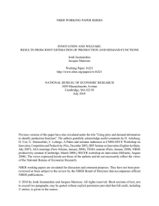 NBER WORKING PAPER SERIES INNOVATION AND WELFARE: