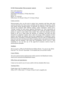 EC201 B Intermediate Microeconomic Analysis  Prof. Jordi Jaumandreu E-mail: