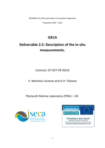 ISECA Deliverable 2.5: Description of the in-situ measurements. Contract: 07-027-FR-ISECA
