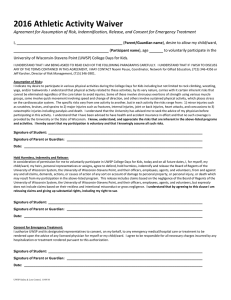 2016 Athletic Activity Waiver
