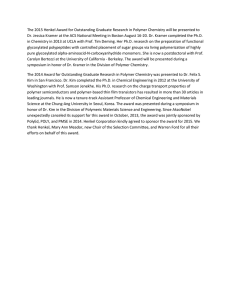 The 2015 Henkel Award for Outstanding Graduate Research in Polymer... Dr. Jessica Kramer at the ACS National Meeting in Boston...