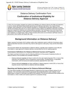 Distance Delivery Confirmation Form Confirmation of Institutional Eligibility for Distance Delivery Approval