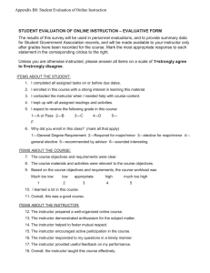 STUDENT EVALUATION OF ONLINE INSTRUCTION – EVALUATIVE FORM