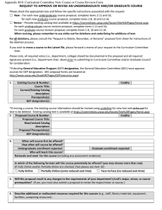 REQUEST TO APPROVE OR REVISE AN UNDERGRADUATE AND/OR GRADUATE COURSE  ☐