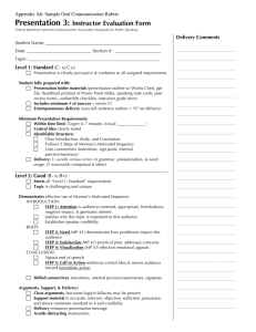 Presentation 3:  Instructor Evaluation Form Appendix A6: Sample Oral Communication Rubric