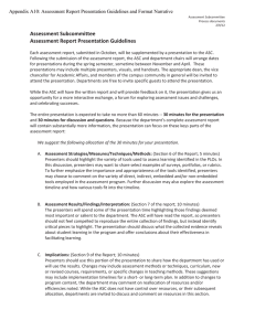 Assessment Subcommittee Assessment Report Presentation Guidelines