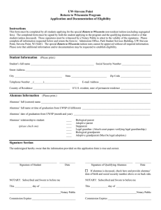 UW-Stevens Point Return to Wisconsin Program Application and Documentation of Eligibility