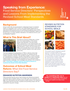 Speaking from Experience:  Food Service Directors’ Perspectives and Lessons From Implementing the
