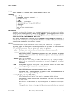 User Commands BIBSQL ( 1 ) −−command