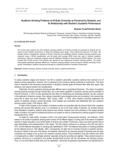 Academic Advising Problems at Al-Quds University as Perceived by Students,... Its Relationship with Student’s Academic Performance