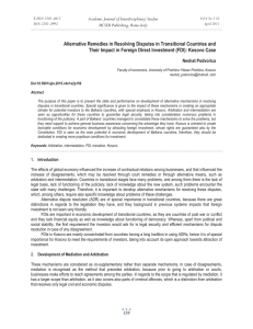 Alternative Remedies in Resolving Disputes in Transitional Countries and