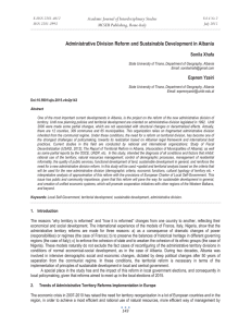 Administrative Division Reform and Sustainable Development in Albania MCSER Publishing, Rome-Italy