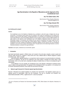 Age Discrimination in the Republic of Macedonia and the Approach... Constitutional Court Academic Journal of Interdisciplinary Studies MCSER Publishing, Rome-Italy