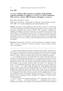 Case 3467 Seifried, 2003 (Crustacea, Copepoda, Harpacticoida): proposed emendation of spelling to