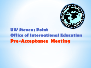 Pre-Acceptance  Meeting UW Stevens Point Office of International Education