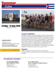 Summer Cuba 23 May - 17 June 2016