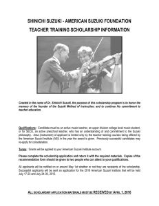 SHINICHI SUZUKI - AMERICAN SUZUKI FOUNDATION TEACHER TRAINING SCHOLARSHIP INFORMATION