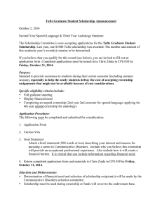 Tufts Graduate Student Scholarship Announcement  October 2, 2014