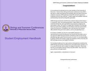 UWSP Dining and Summer Conferences Student Employee Handbook