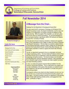 Fall Newsletter 2014 A Message from the Chair...