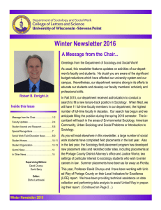 Winter Newsletter 2016 A Message from the Chair...