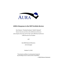 AURA’s	Response	to	the	NSF	Portfolio	Review Dan	Clemens ,	Timothy	Heckman