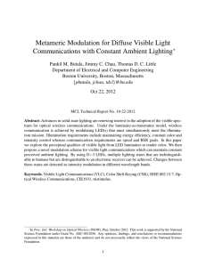 Metameric Modulation for Diffuse Visible Light Communications with Constant Ambient Lighting