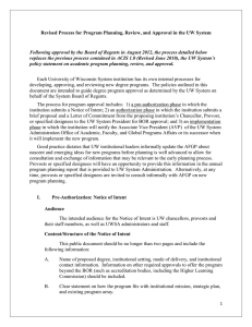 Revised Process for Program Planning, Review, and Approval in the...  Following approval by the Board of Regents in August 2012,... replaces the previous process contained in ACIS 1.0 (Revised June...