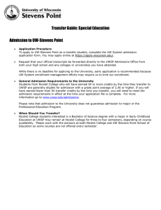 Transfer Guide: Special Education Admission to UW-Stevens Point