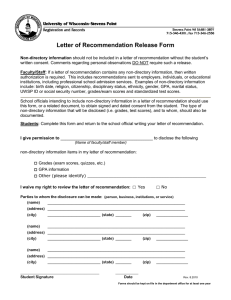 Letter of Recommendation Release Form
