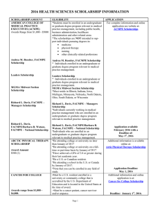 2016 HEALTH SCIENCES SCHOLARSHIP INFORMATION