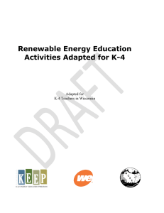 Renewable Energy Education Activities Adapted for K-4 Adapted for