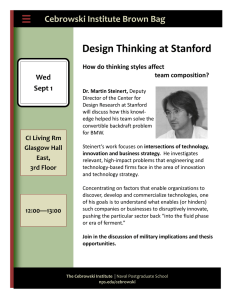 Design Thinking at Stanford   Cebrowski Institute Brown Bag Wed  Sept 1 