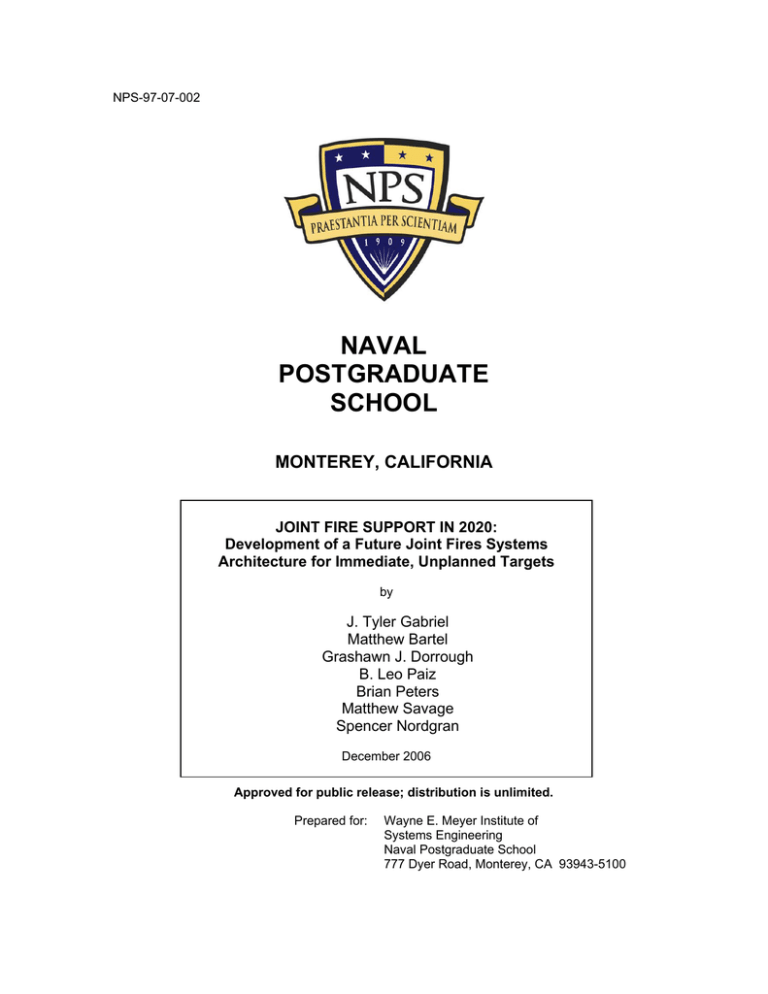 NAVAL POSTGRADUATE SCHOOL MONTEREY, CALIFORNIA