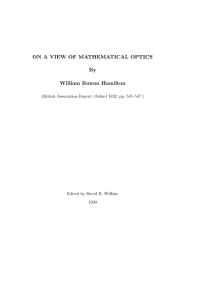 ON A VIEW OF MATHEMATICAL OPTICS By William Rowan Hamilton